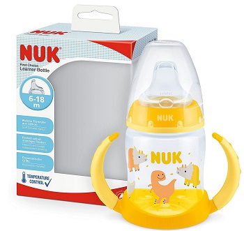NUK First Choice+ Trinklernflasche | 6–18 Monate | 150 ml | Temperature Control Anzeige | auslaufsichere Trinkschnabel | Ergonomische Griffe | BPA-frei