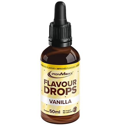 IronMaxx Flavour Drops in Pipetten-Flasche, Geschmack Vanille, 50 ml