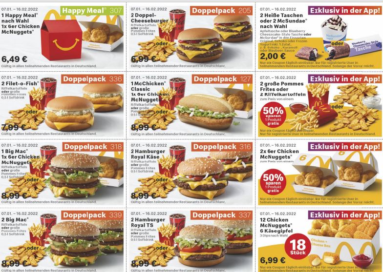 McDonalds Gutscheine Januar 2022