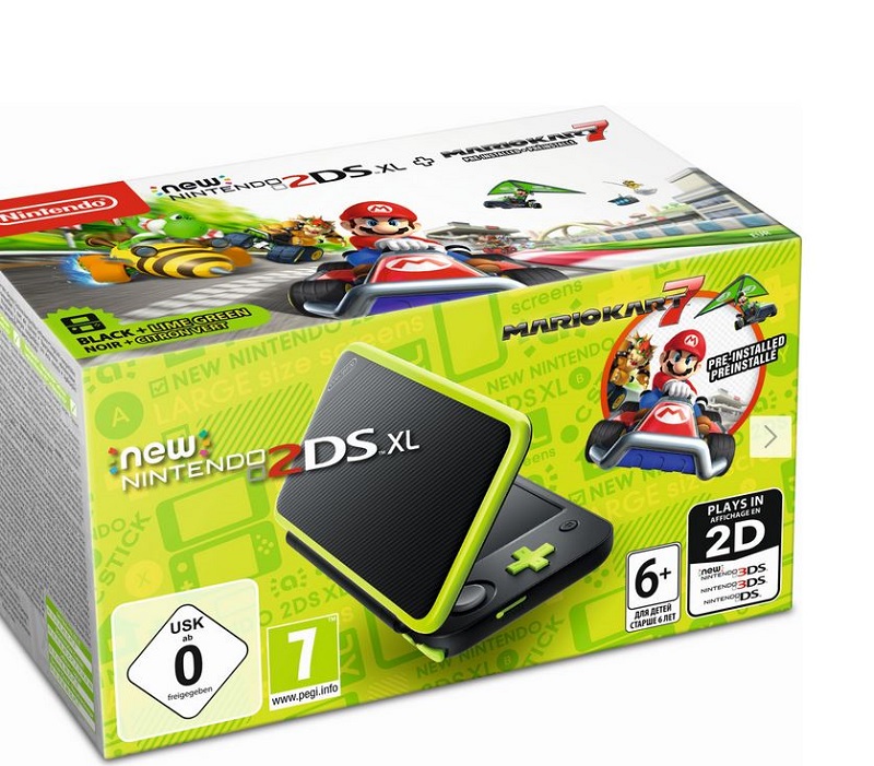 Nintendo New 2DS XL schwarz-apfelgrün + Mario Kart 7 219,00€ (statt 358,68€)