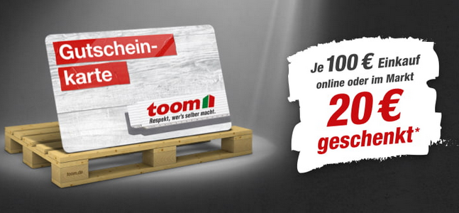toom Gutschein-Tag – 20€ – NUR HEUTE 8.4.2022