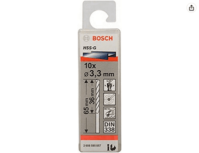 Bosch Professional Metallbohrer HSS-G geschliffen (10 Stück, Ø 3,3 mm)