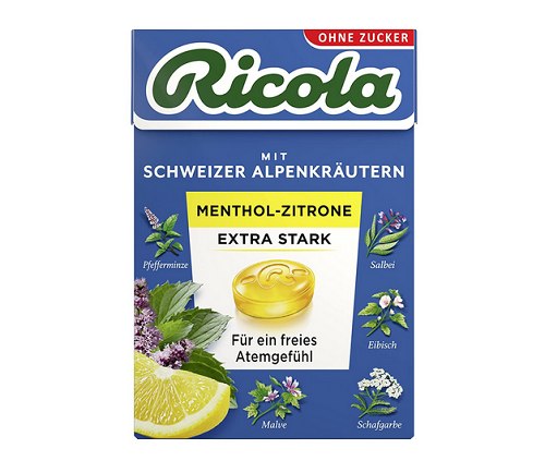 Ricola EXTRA STARK Menthol-Zitrone Schweizer Hustenbonbon