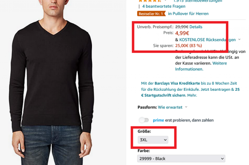 TOM TAILOR Herren Basic Pullover mit V-Ausschnitt - 3XL - 5€                           