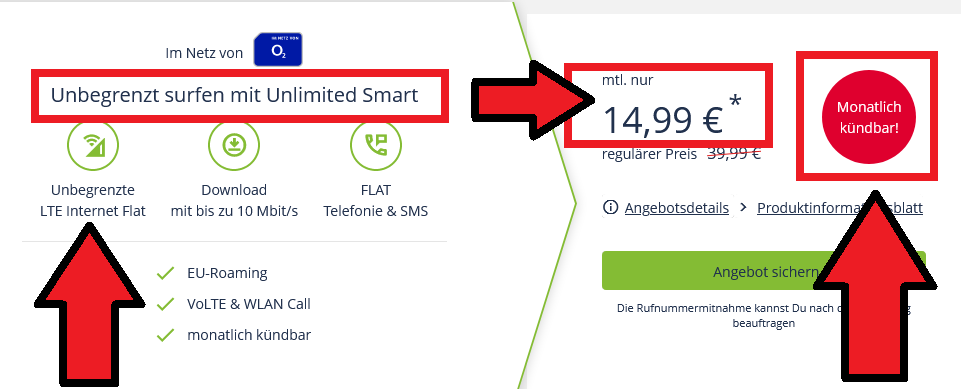 Unbegrenzt surfen mit Unlimited Smart – 14,99€ mtl.