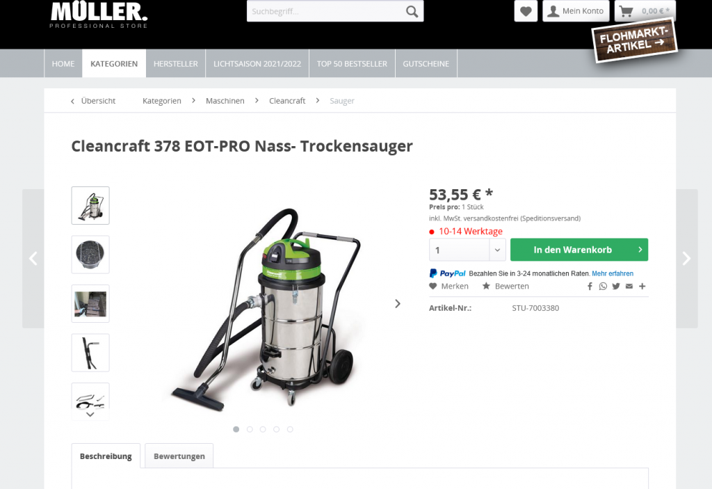  Cleancraft 378 EOT-PRO Nass- Trockensauger preisfehler
