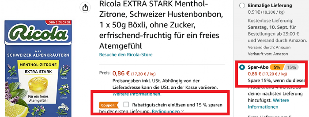 Ricola EXTRA STARK Menthol-Zitrone  - 0,73€ Sparabo 