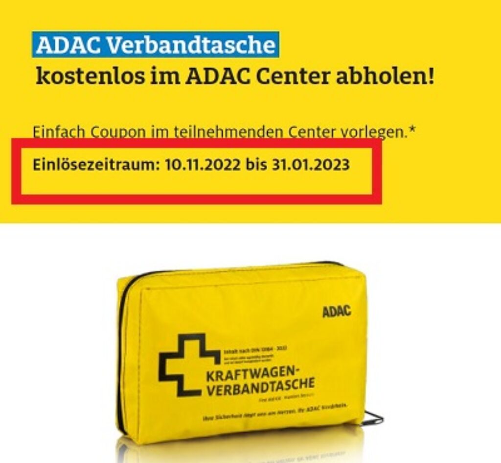 ADAC Verbandstasche bei ADAC kostenlos 